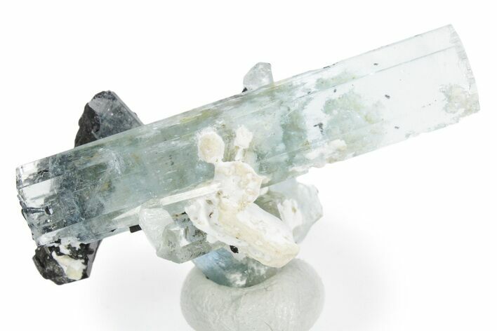 Gemmy Aquamarine Crystals with Schorl and Feldspar - Namibia #354949